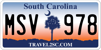 SC license plate MSV978