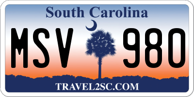 SC license plate MSV980