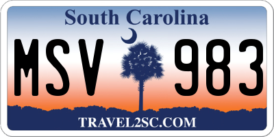 SC license plate MSV983