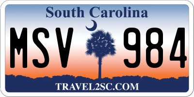 SC license plate MSV984