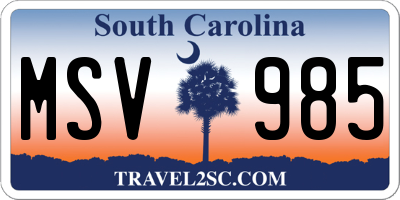 SC license plate MSV985
