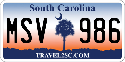 SC license plate MSV986
