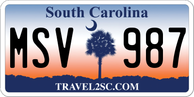 SC license plate MSV987