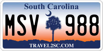 SC license plate MSV988
