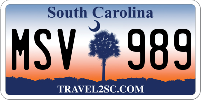 SC license plate MSV989