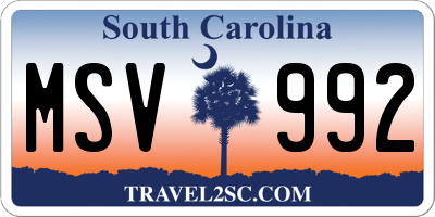SC license plate MSV992