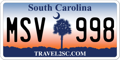 SC license plate MSV998