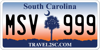SC license plate MSV999
