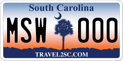 SC license plate MSW000