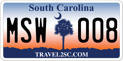SC license plate MSW008
