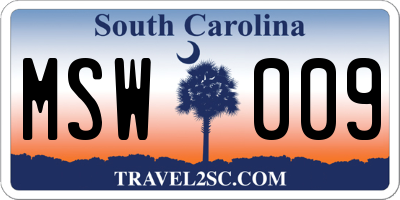 SC license plate MSW009
