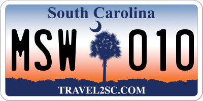 SC license plate MSW010