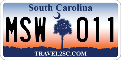 SC license plate MSW011