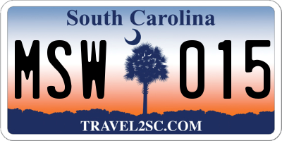 SC license plate MSW015