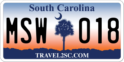 SC license plate MSW018
