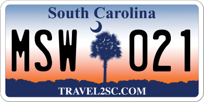 SC license plate MSW021
