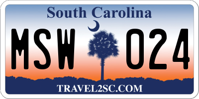 SC license plate MSW024