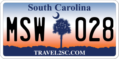 SC license plate MSW028