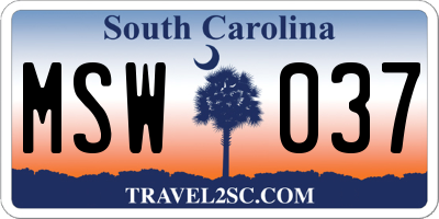 SC license plate MSW037