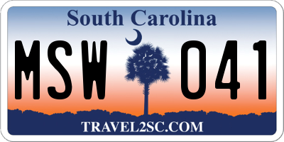 SC license plate MSW041