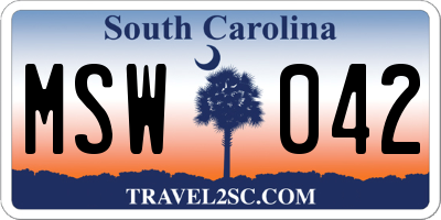 SC license plate MSW042