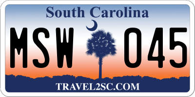 SC license plate MSW045