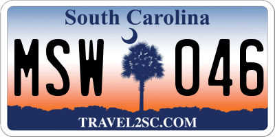 SC license plate MSW046