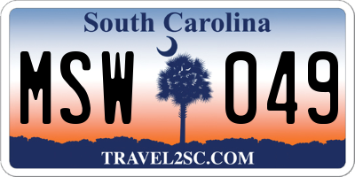 SC license plate MSW049