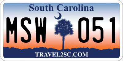 SC license plate MSW051