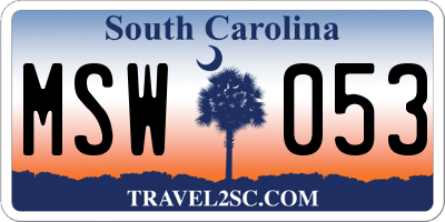 SC license plate MSW053
