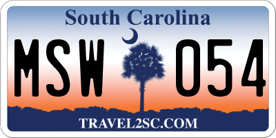 SC license plate MSW054