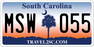 SC license plate MSW055