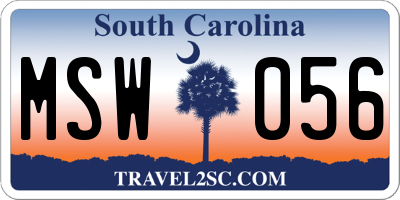 SC license plate MSW056