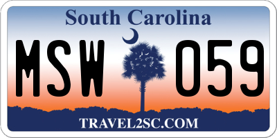SC license plate MSW059