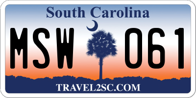 SC license plate MSW061