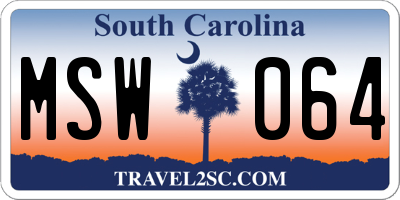 SC license plate MSW064
