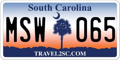 SC license plate MSW065