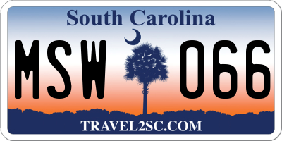 SC license plate MSW066