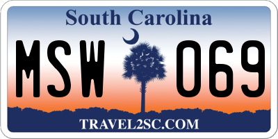 SC license plate MSW069