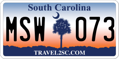 SC license plate MSW073
