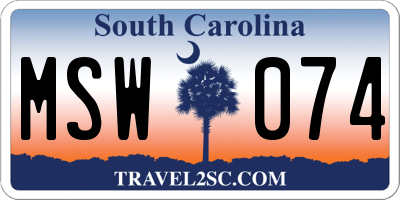 SC license plate MSW074