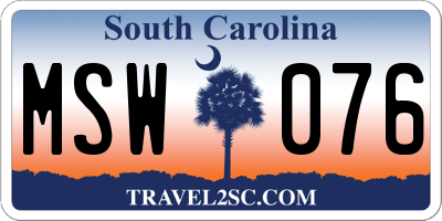 SC license plate MSW076