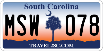 SC license plate MSW078
