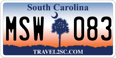 SC license plate MSW083