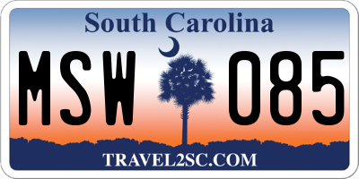 SC license plate MSW085