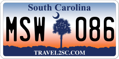 SC license plate MSW086