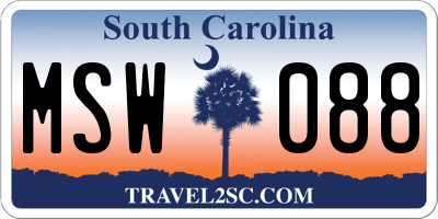 SC license plate MSW088