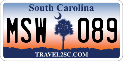 SC license plate MSW089