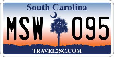SC license plate MSW095