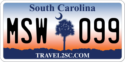 SC license plate MSW099